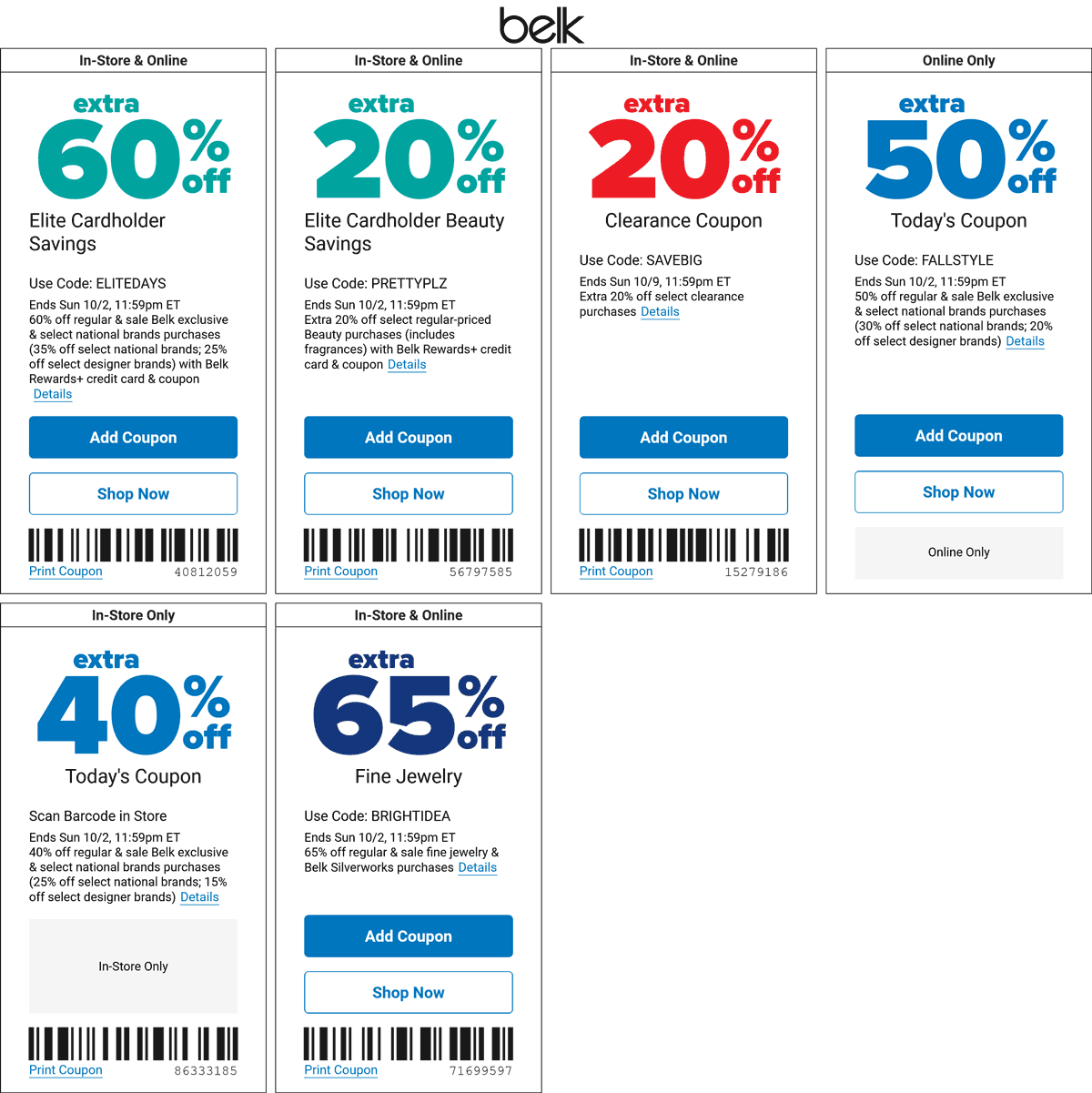 Belk stores Coupon  Extra 50% off at Belk, or online via promo code FALLSTYLE #belk 