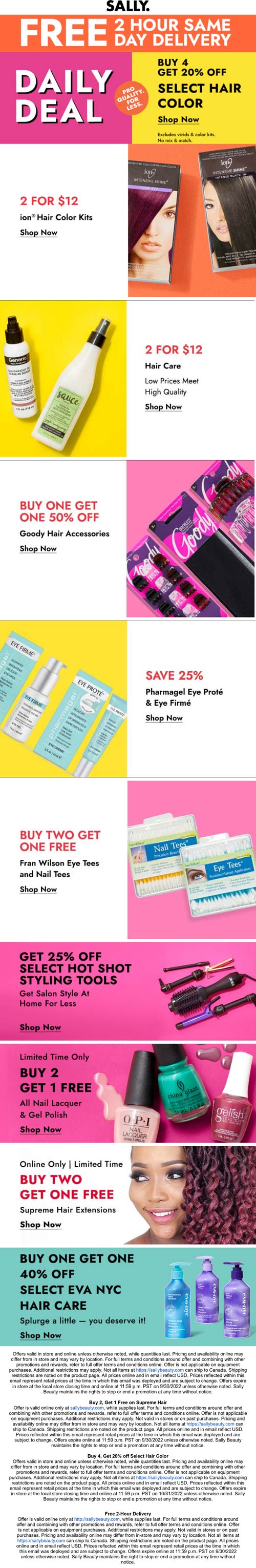 Sally stores Coupon  20% off 4+ hair color & more at Sally #sally 