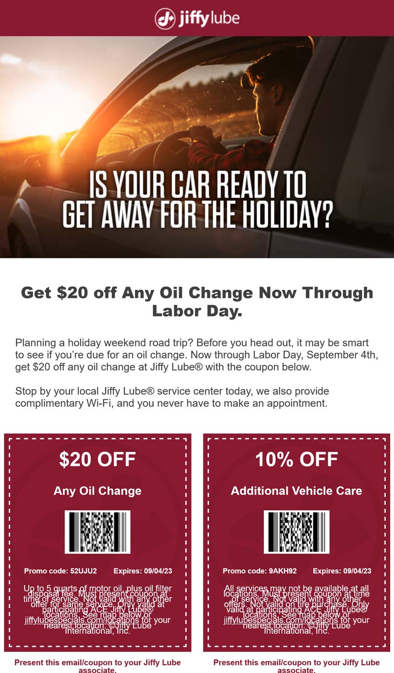 Jiffy Lube stores Coupon  $20 off an oil change at Jiffy Lube #jiffylube 