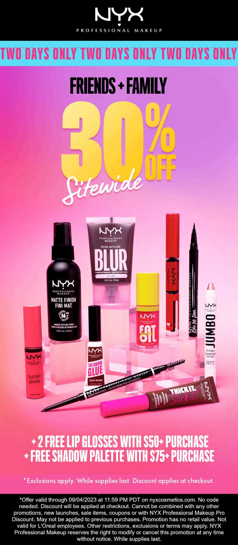 NYX Professional Makeup stores Coupon  30% off everything online at NYX Professional Makeup #nyxprofessionalmakeup 