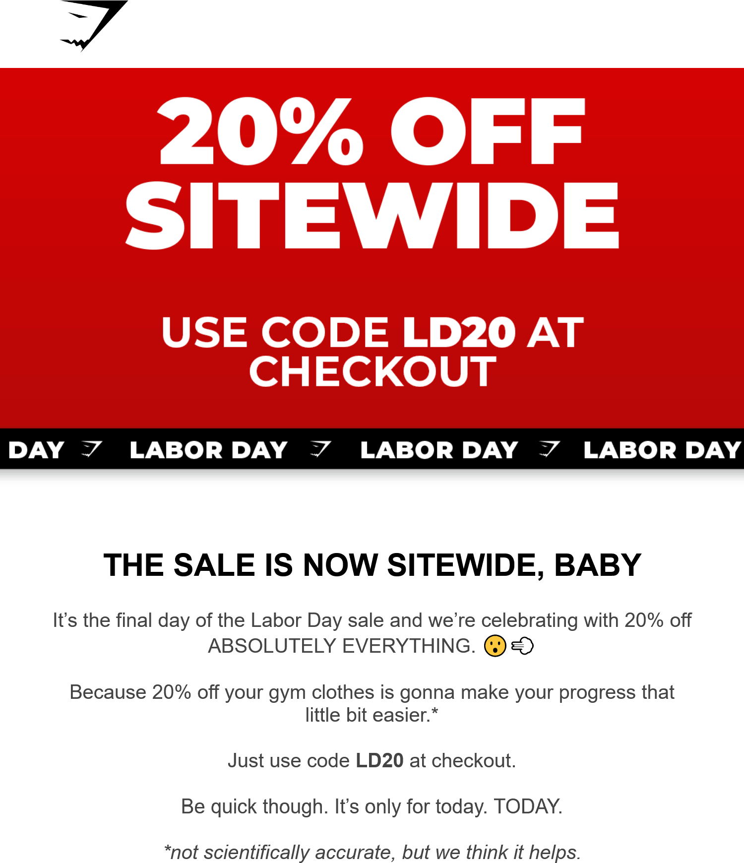 Gymshark stores Coupon  20% off everything online today at Gymshark via promo code LD20 #gymshark 