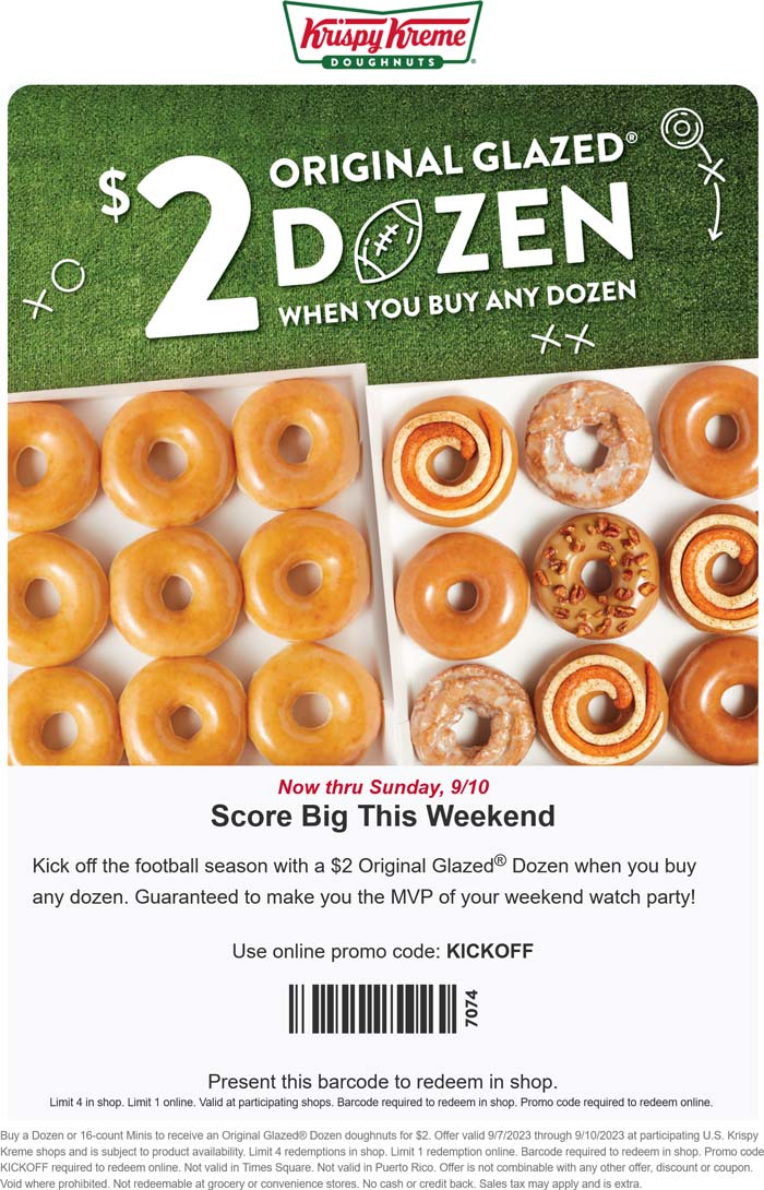 Krispy Kreme restaurants Coupon  Second dozen doughnuts for $2 at Krispy Kreme #krispykreme 