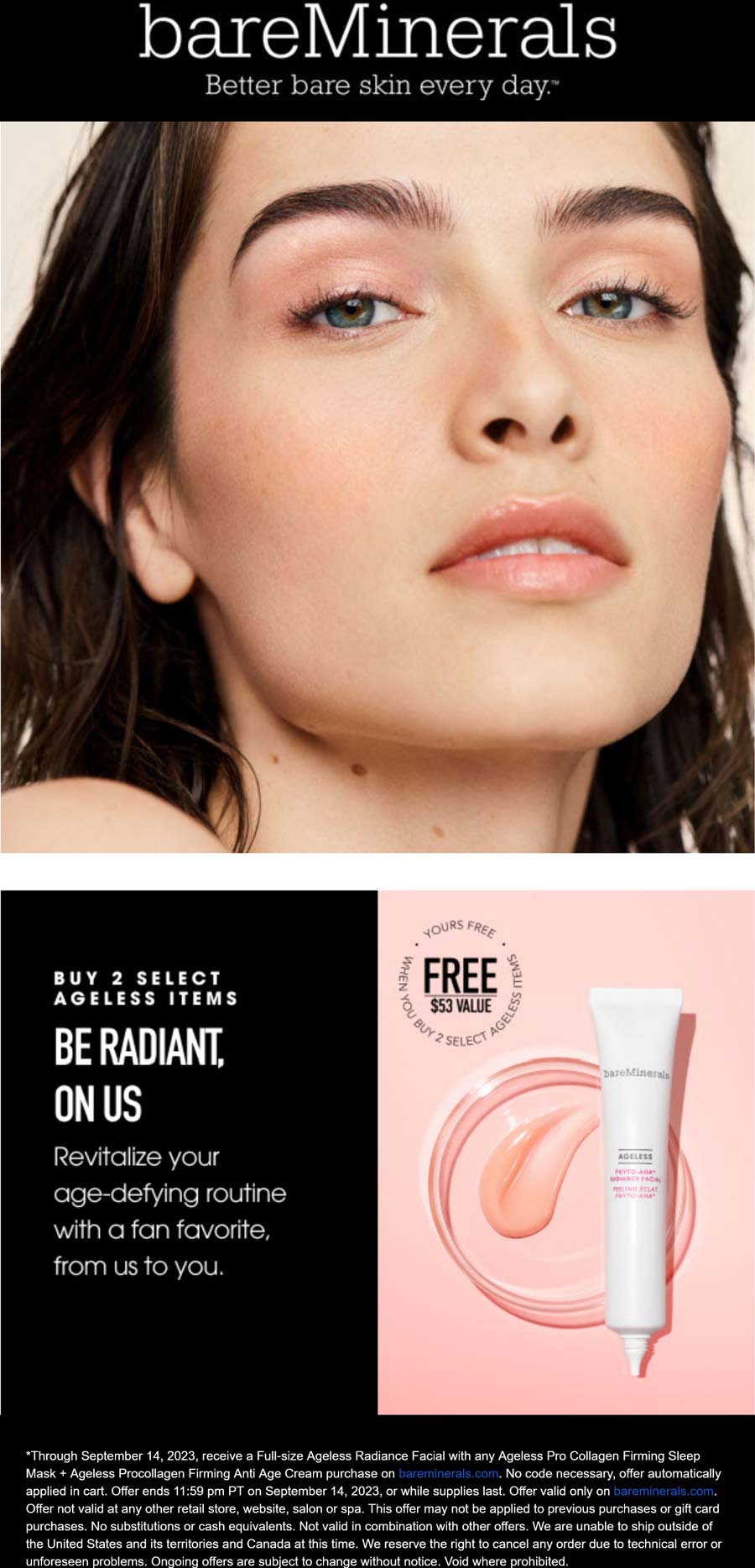 bareMinerals restaurants Coupon  Free full size facial with your mask & cream order at bareMinerals #bareminerals 