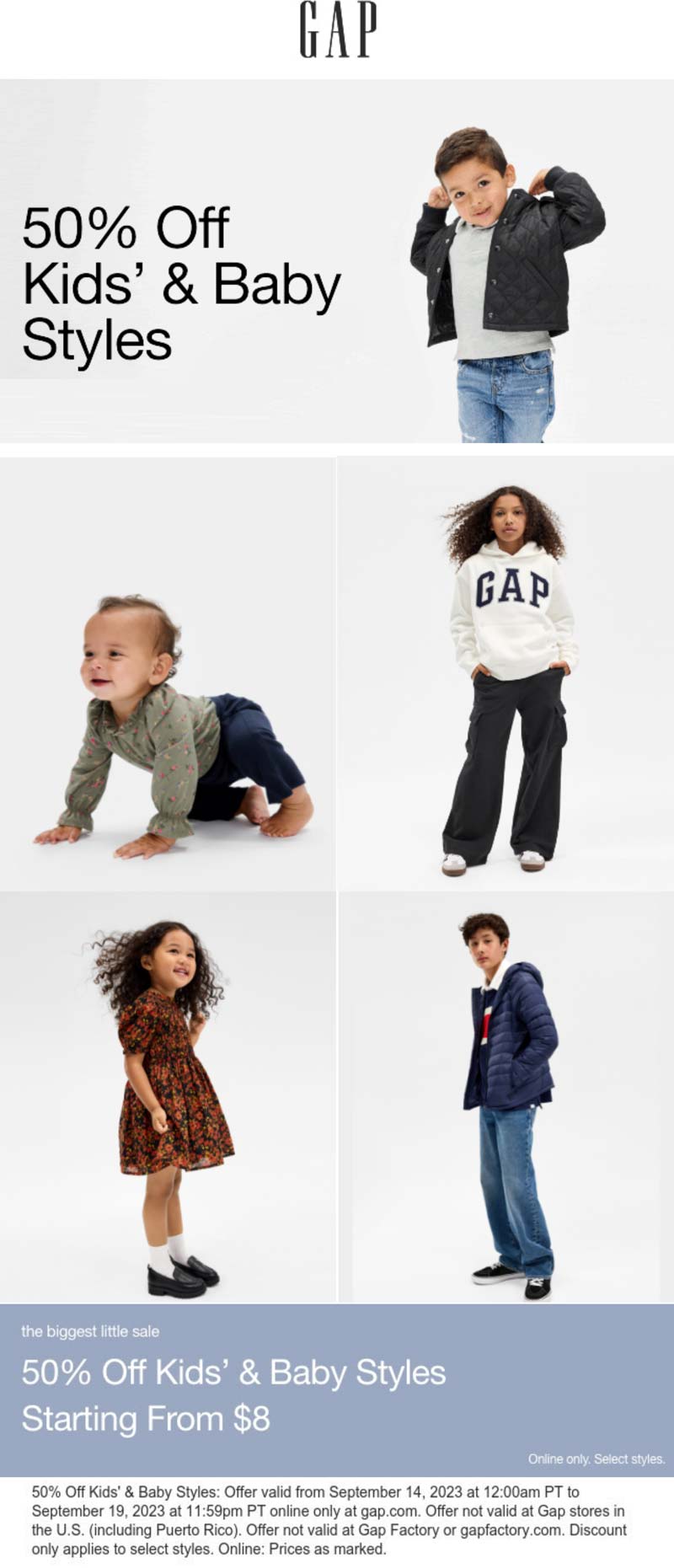 Gap stores Coupon  50% of kids styles online at Gap #gap 