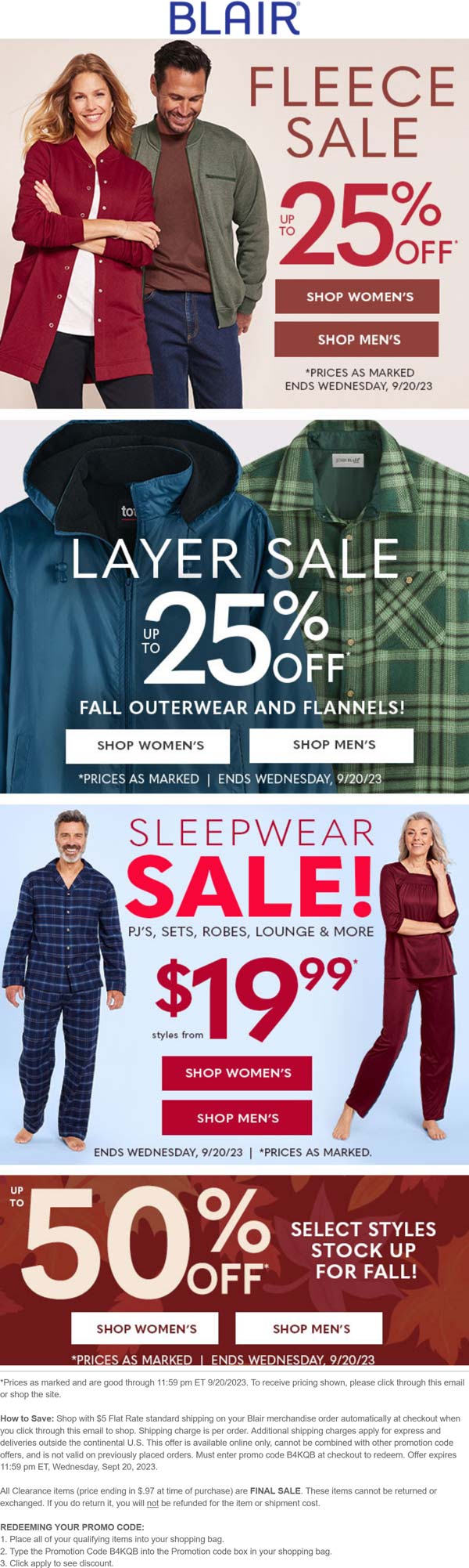Blair stores Coupon  25% off fleece & more at Blair via promo code B4KQB #blair 