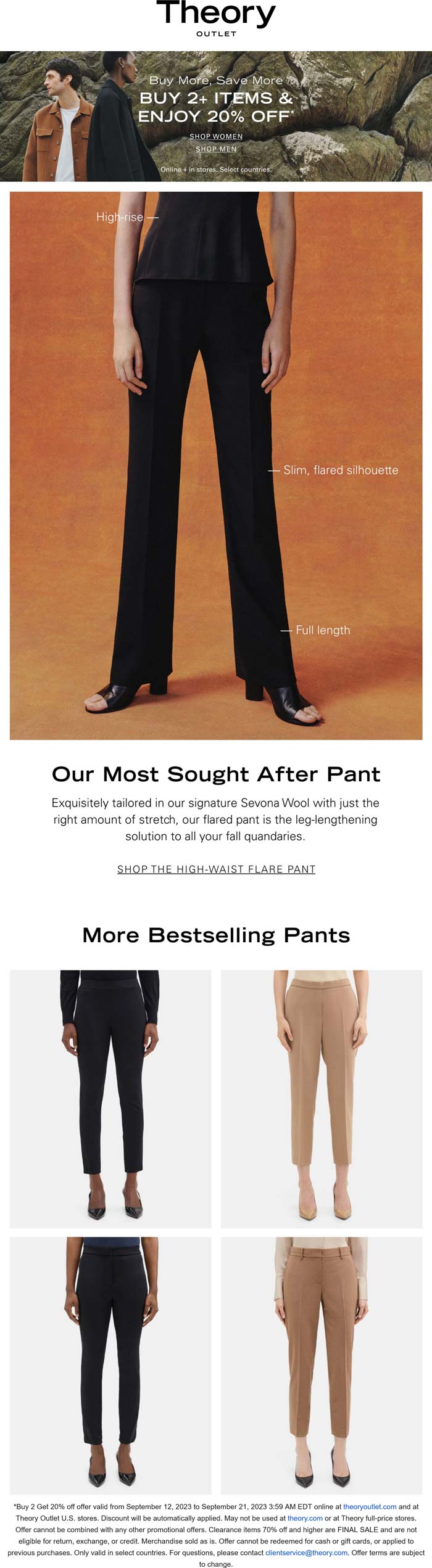 Theory Outlet stores Coupon  20% off 2+ pants at Theory Outlet, ditto online #theoryoutlet 