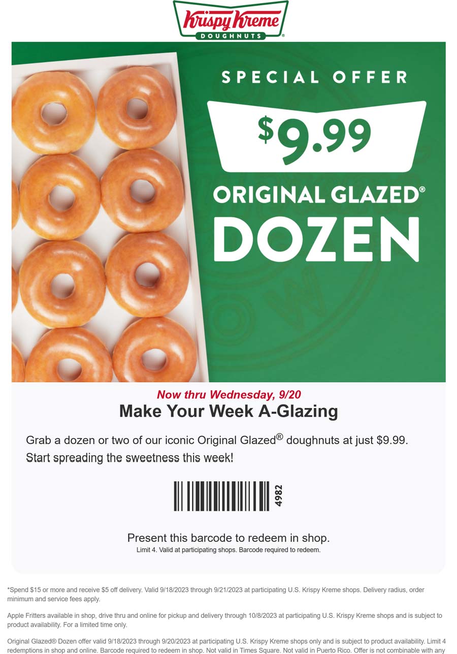 Krispy Kreme restaurants Coupon  $10 glazed dozen doughnuts at Krispy Kreme #krispykreme 