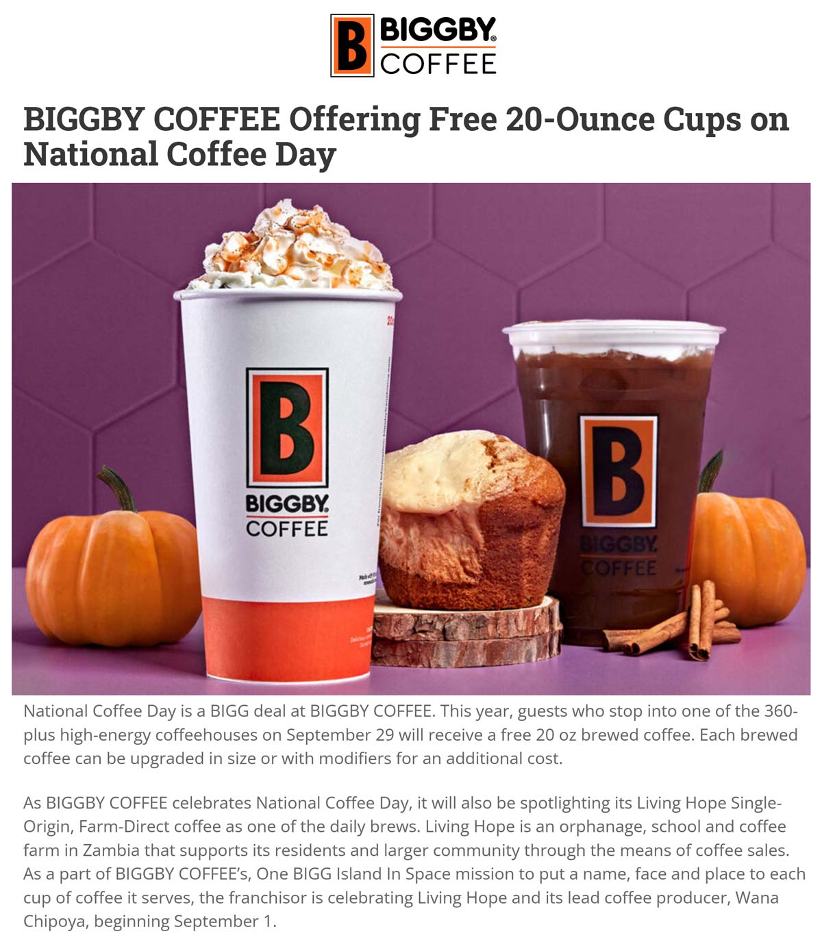 Free coffee Friday at Biggby Coffee biggbycoffee The Coupons App®