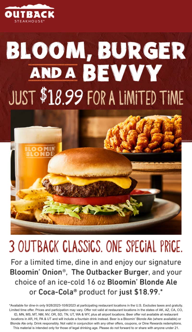 Outback Steakhouse coupons & promo code for [May 2025]