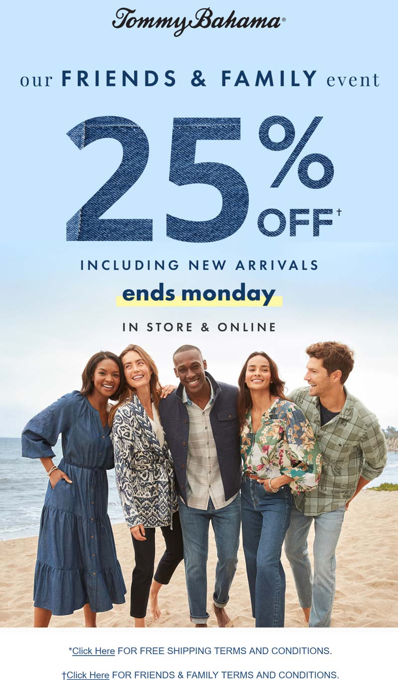 Tommy Bahama stores Coupon  25% off at Tommy Bahama, ditto online #tommybahama 