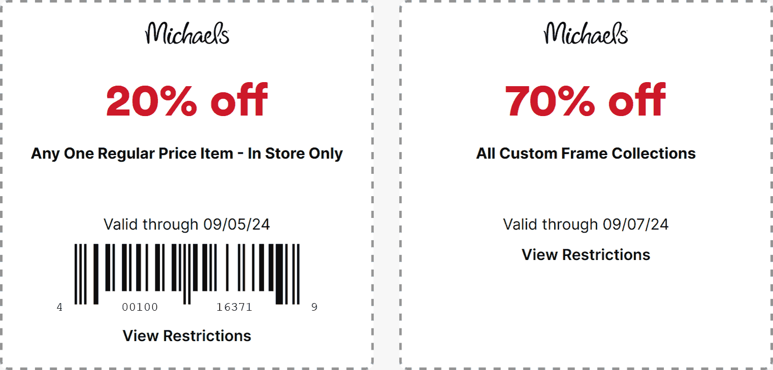 Michaels stores Coupon  20% off a single item at Michaels #michaels 