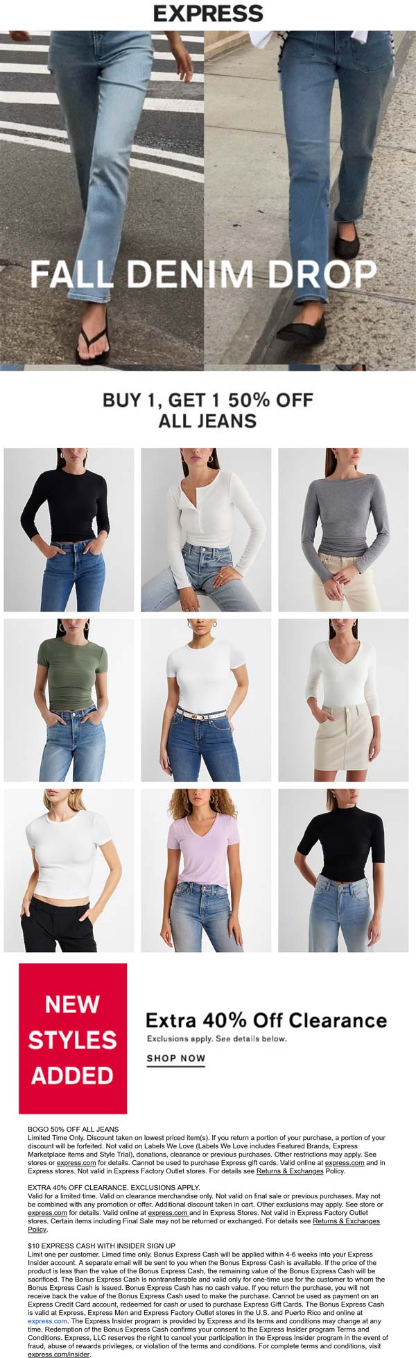 Express stores Coupon  Second jeans 50% off + 40% off clearance at Express #express 