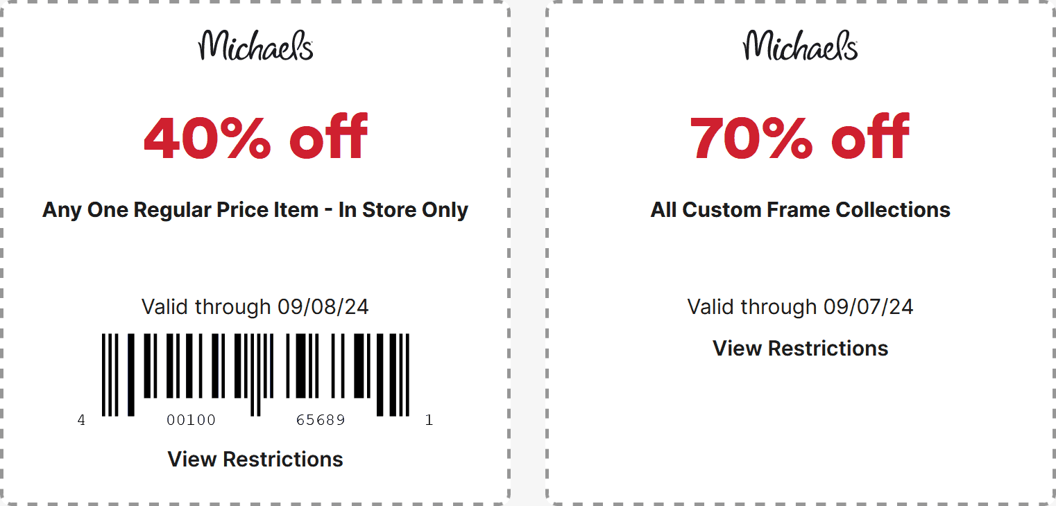 Michaels stores Coupon  40% off a single item at Michaels #michaels 