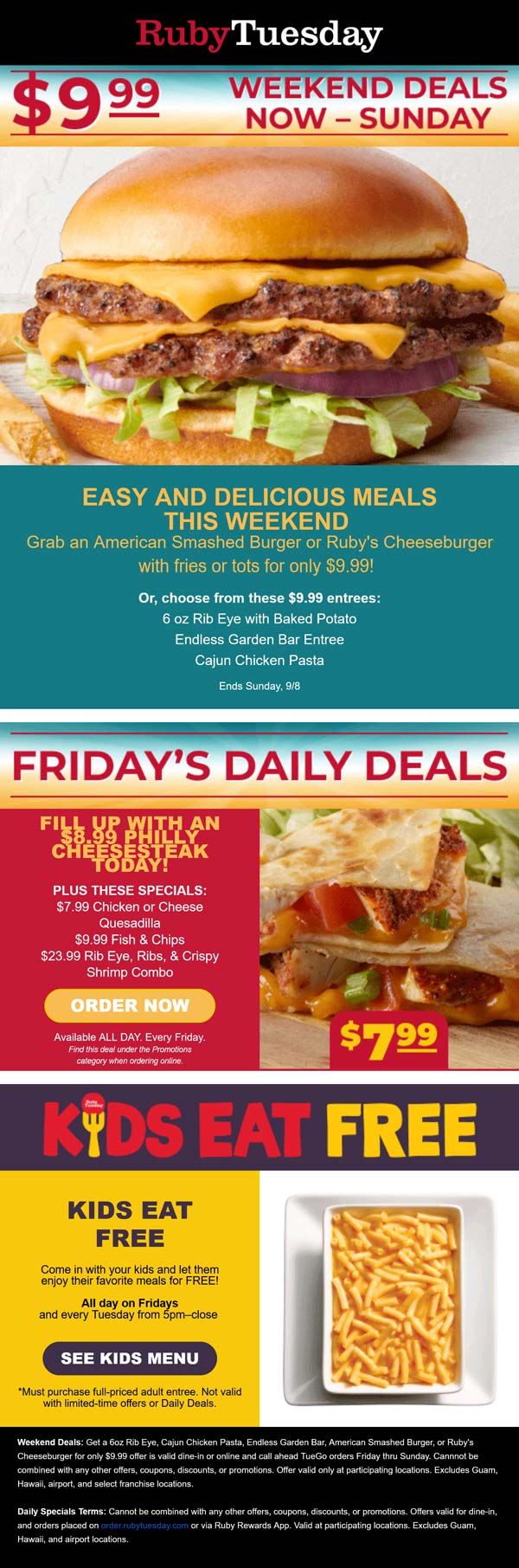 Ruby Tuesday restaurants Coupon  $10 meal deals this weekend at Ruby Tuesday #rubytuesday 