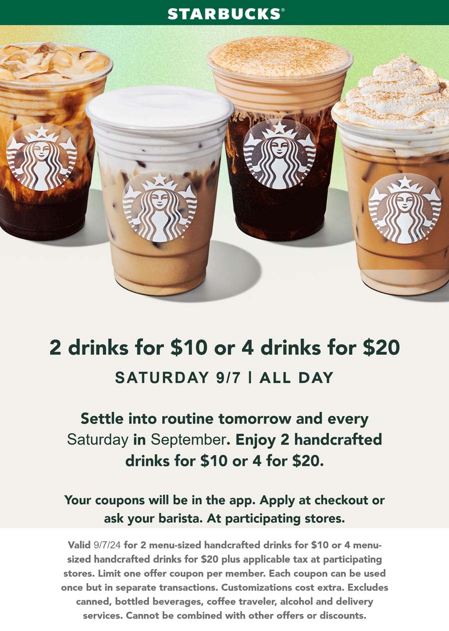 Starbucks restaurants Coupon  $5 buck drinks today at Starbucks coffee #starbucks 