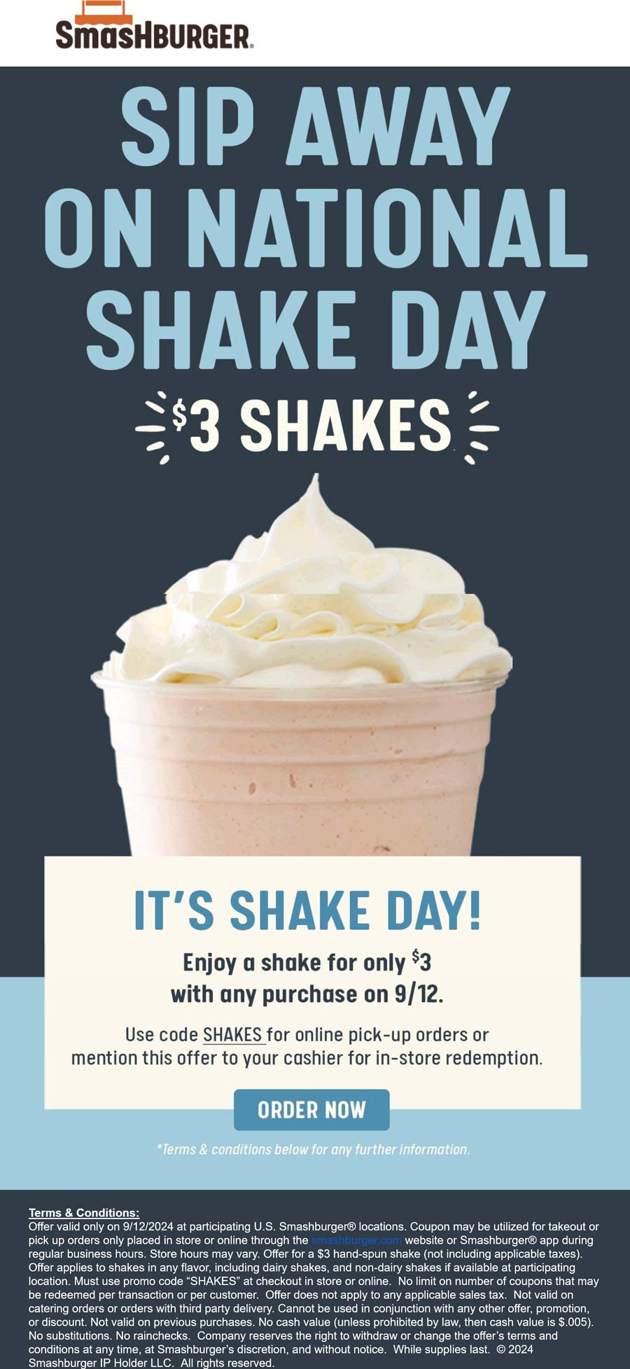 Smashburger restaurants Coupon  $3 milkshake Thurs at Smashburger restaurants #smashburger 