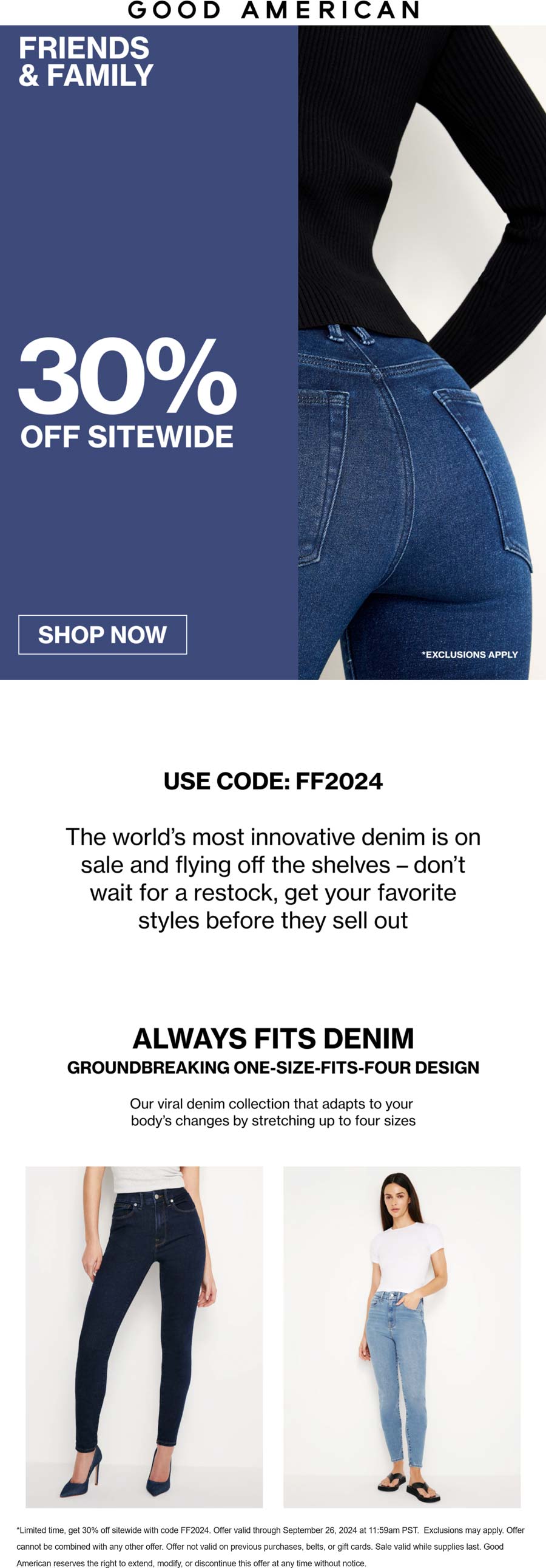 Good American stores Coupon  30% off everything online at Good American via promo code FF2024 #goodamerican 