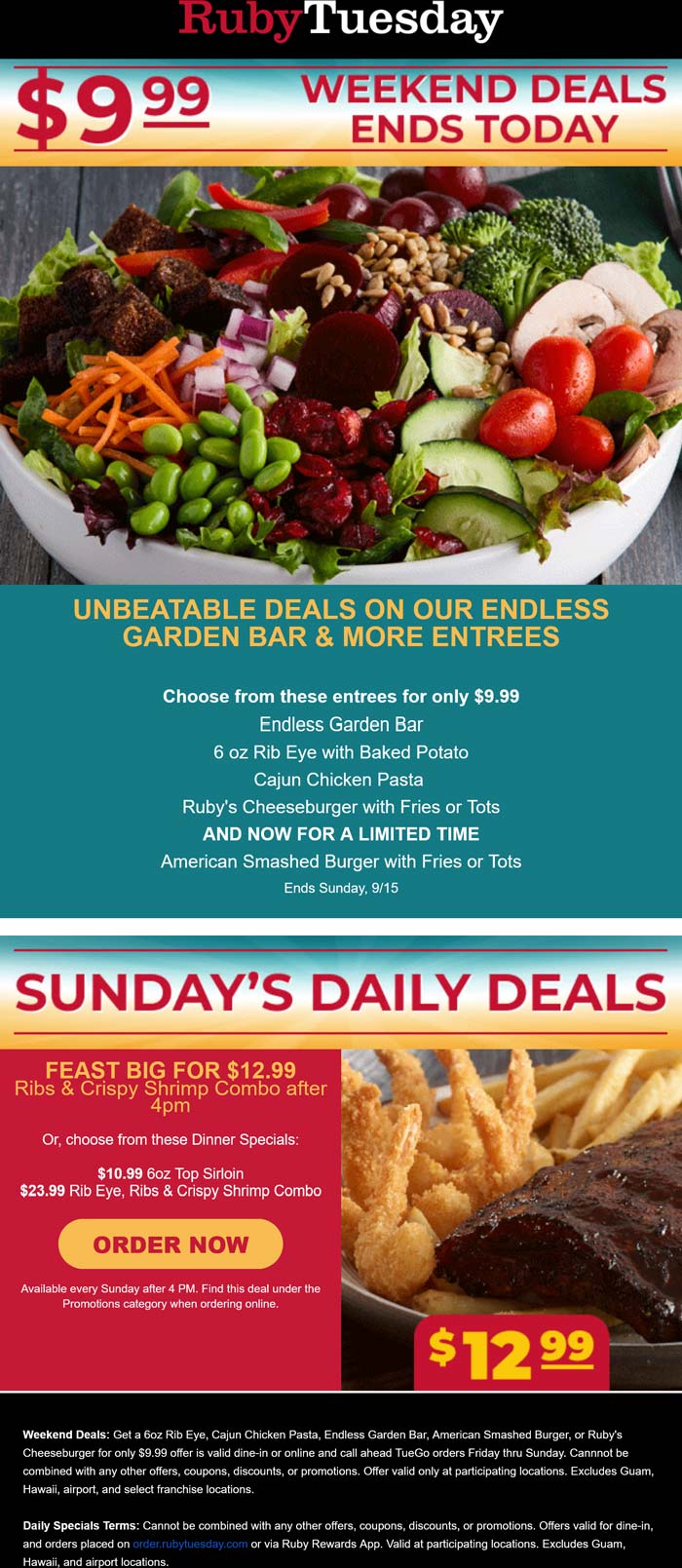 Ruby Tuesday restaurants Coupon  $10 garden bar & more today at Ruby Tuesday restaurants #rubytuesday 