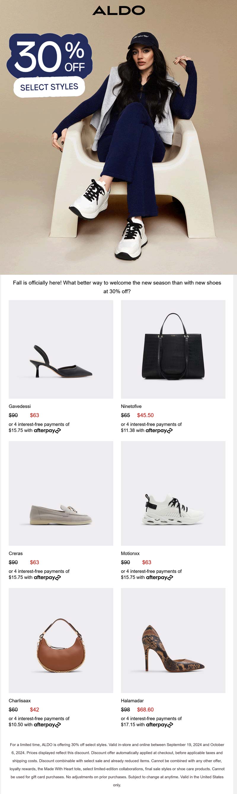 ALDO stores Coupon  30% off at ALDO shoes, ditto online #aldo 