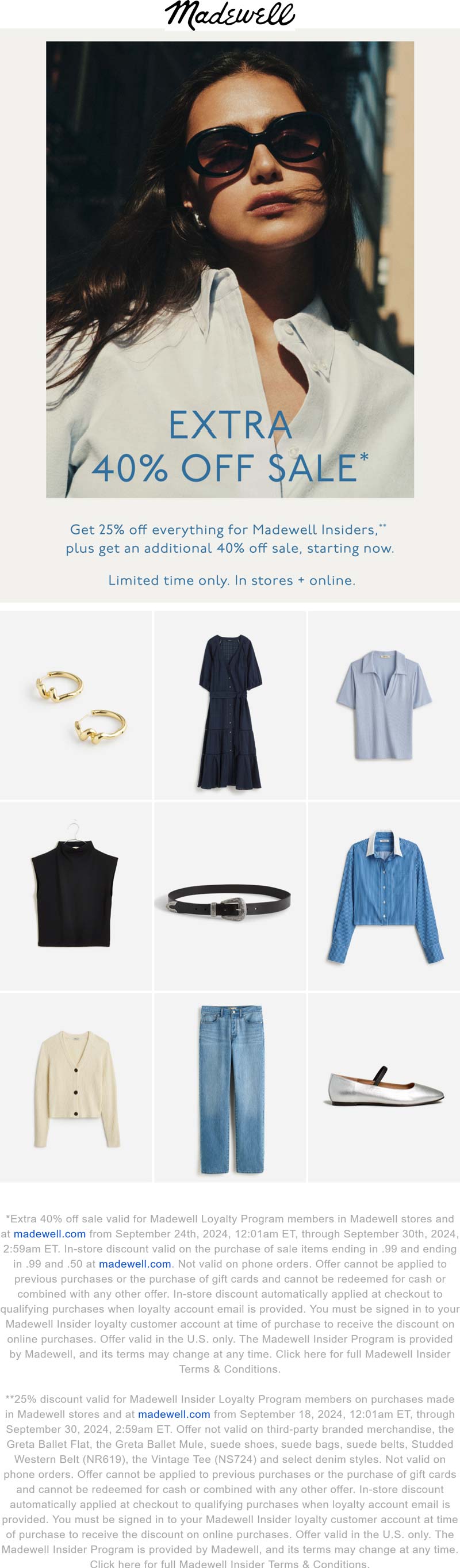 Madewell stores Coupon  Extra 40% off sale items at Madewell, ditto online #madewell 