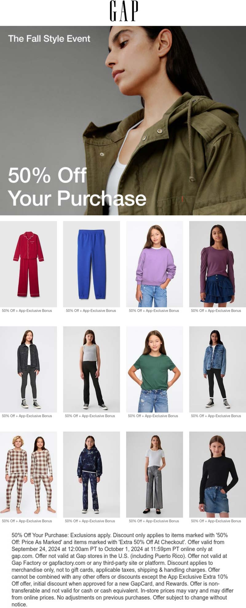 Gap stores Coupon  50% off online at Gap #gap 