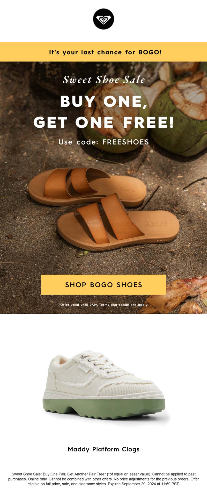 Roxy stores Coupon  Second shoes free today at Roxy via promo code FREESHOES #roxy 