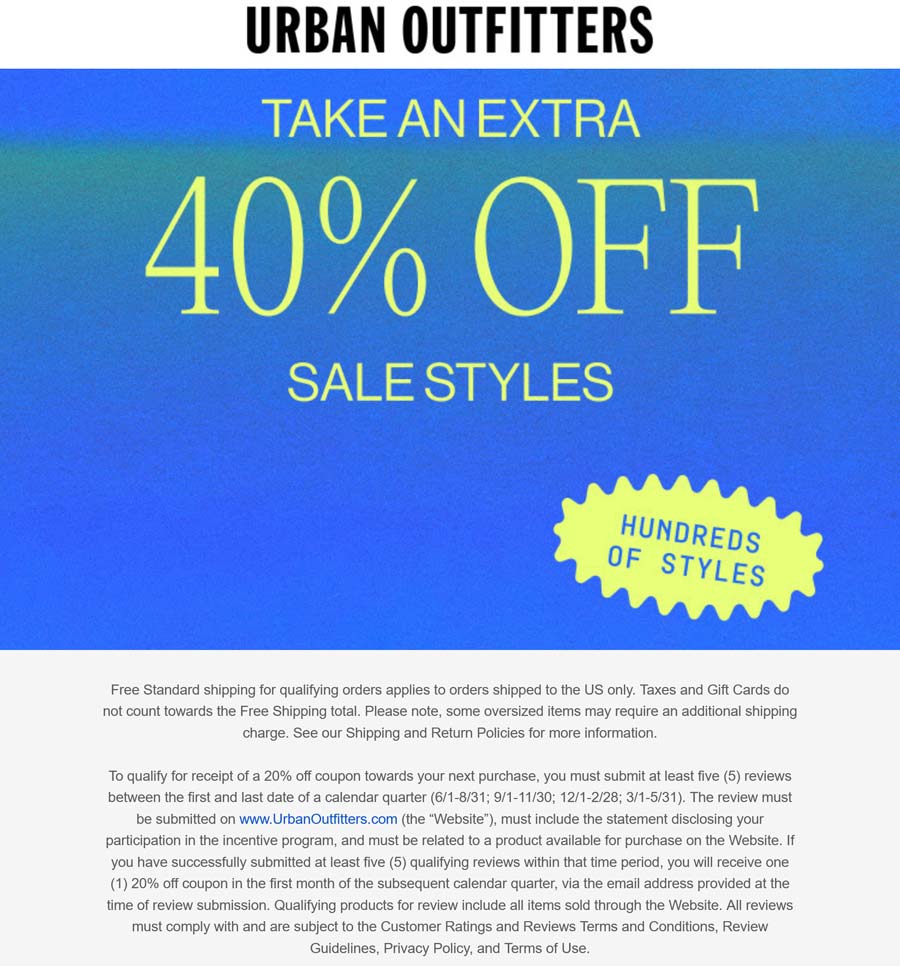 Urban Outfitters coupons & promo code for September 2025