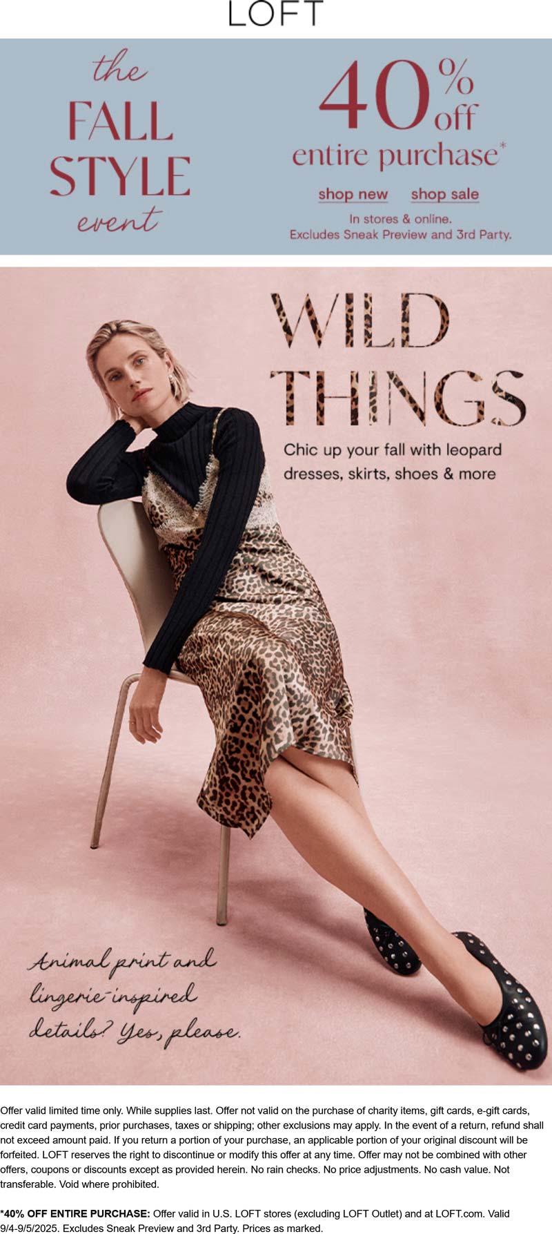 LOFT stores Coupon  40% off everything at LOFT, ditto online #loft 