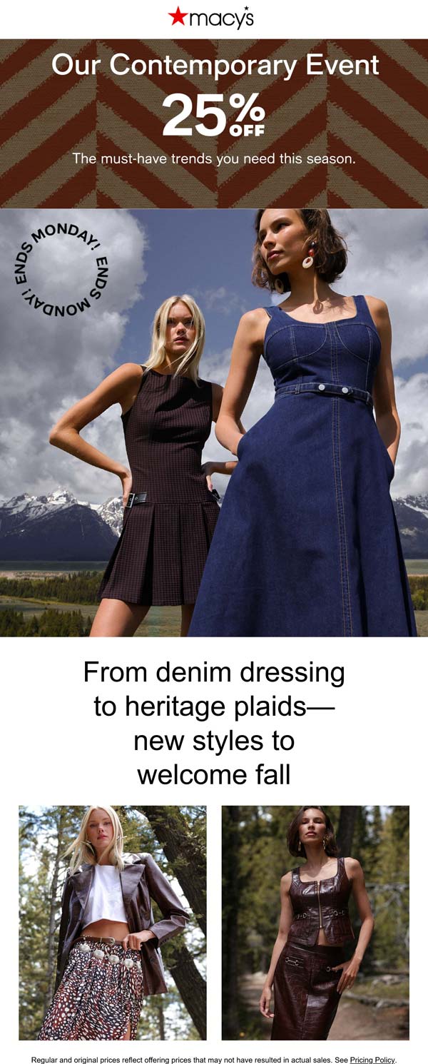 Macys stores Coupon  25% off fall apparel new arrivals at Macys #macys 