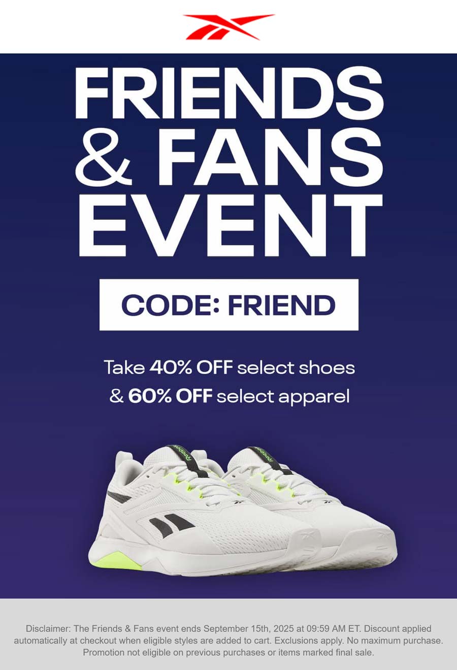 Reebok coupons & promo code for September 2025