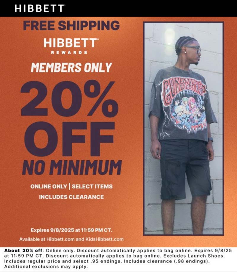 Hibbett stores Coupon  20% off online today at Hibbett sports #hibbett 