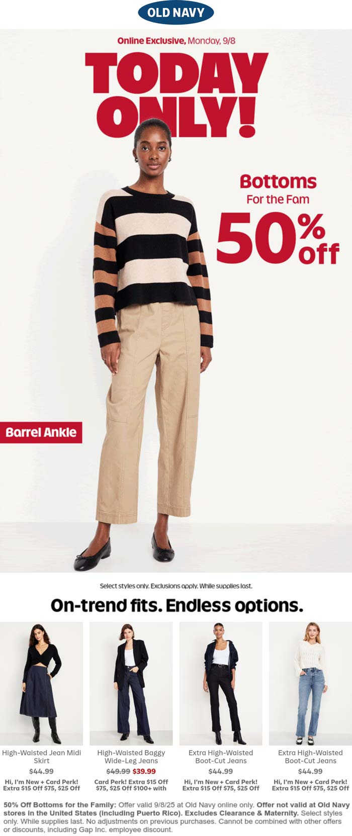 Old Navy coupons & promo code for September 2025