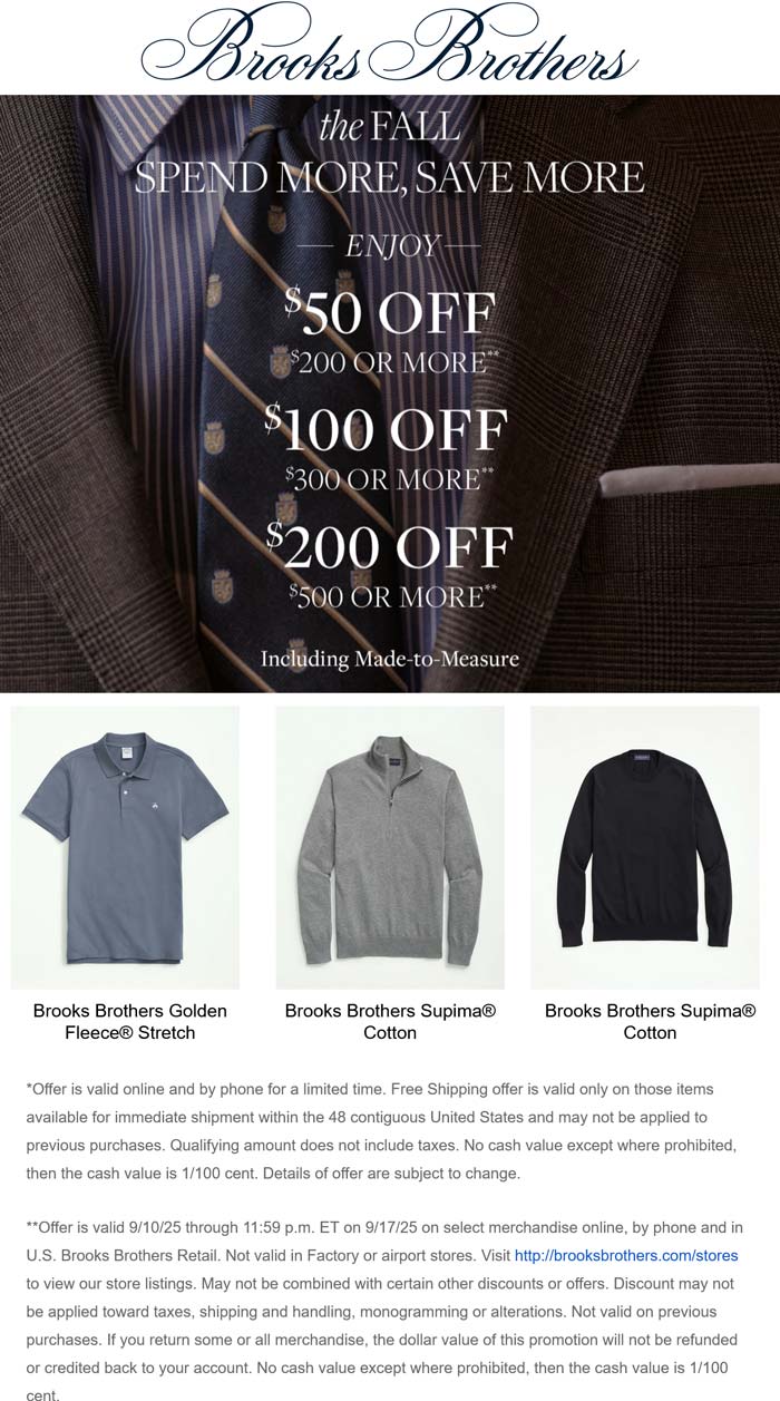 Brooks Brothers coupons & promo code for September 2025