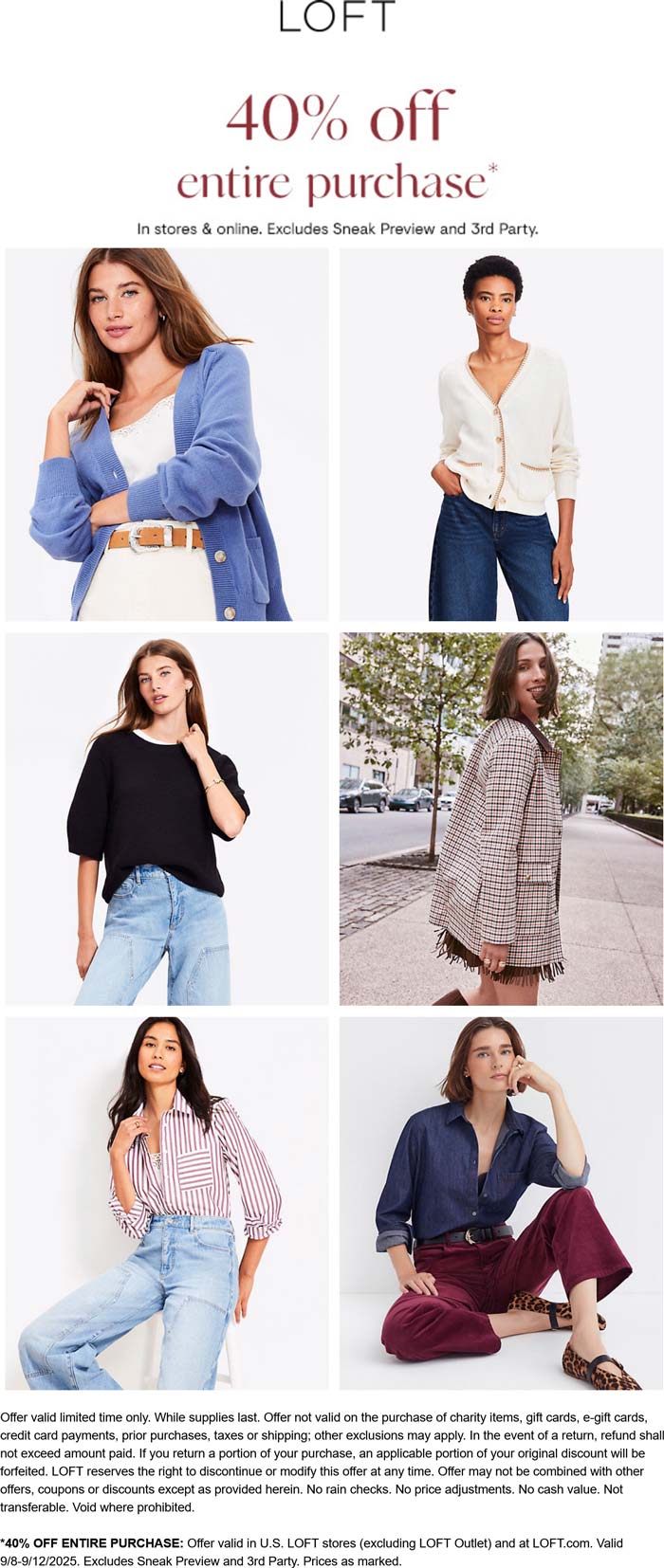 LOFT coupons & promo code for September 2025