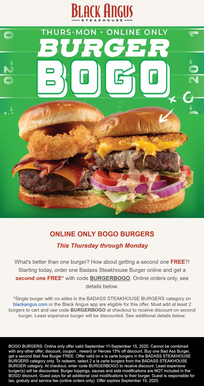 Black Angus coupons & promo code for September 2025