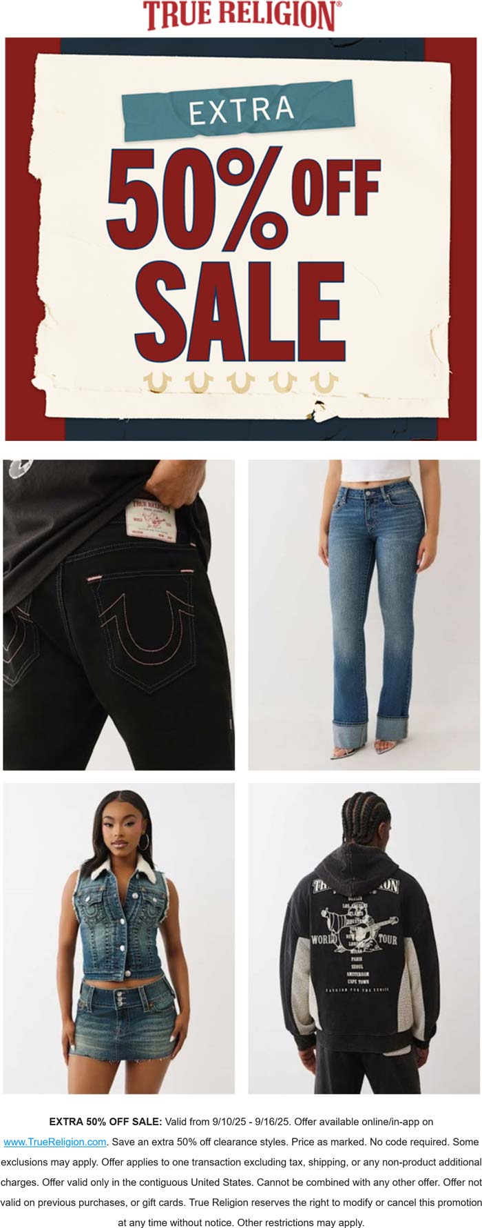 True Religion stores Coupon  Extra 50% off sale items online at True Religion #truereligion 
