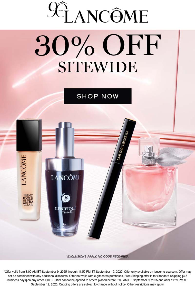 Lancome stores Coupon  30% off everything online at Lancome #lancome 