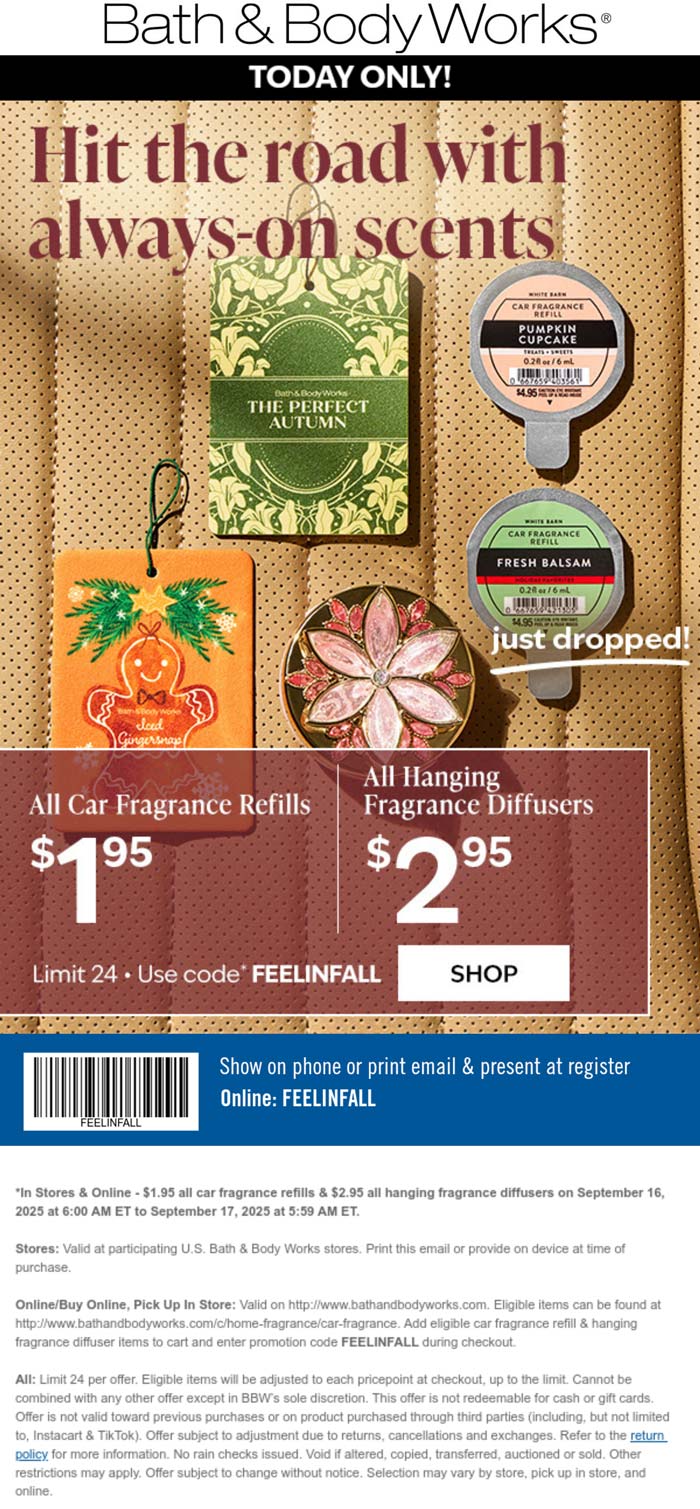 Bath & Body Works coupons & promo code for September 2025