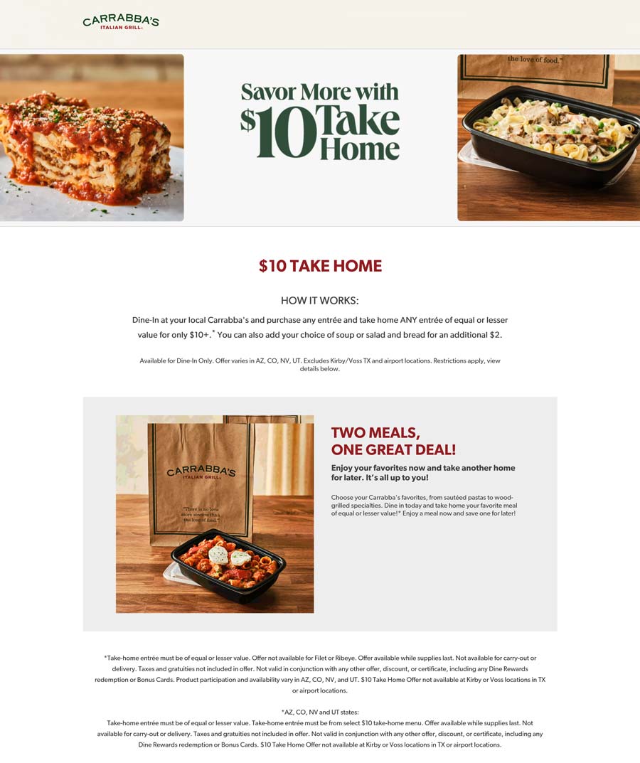 Carrabbas coupons & promo code for September 2025