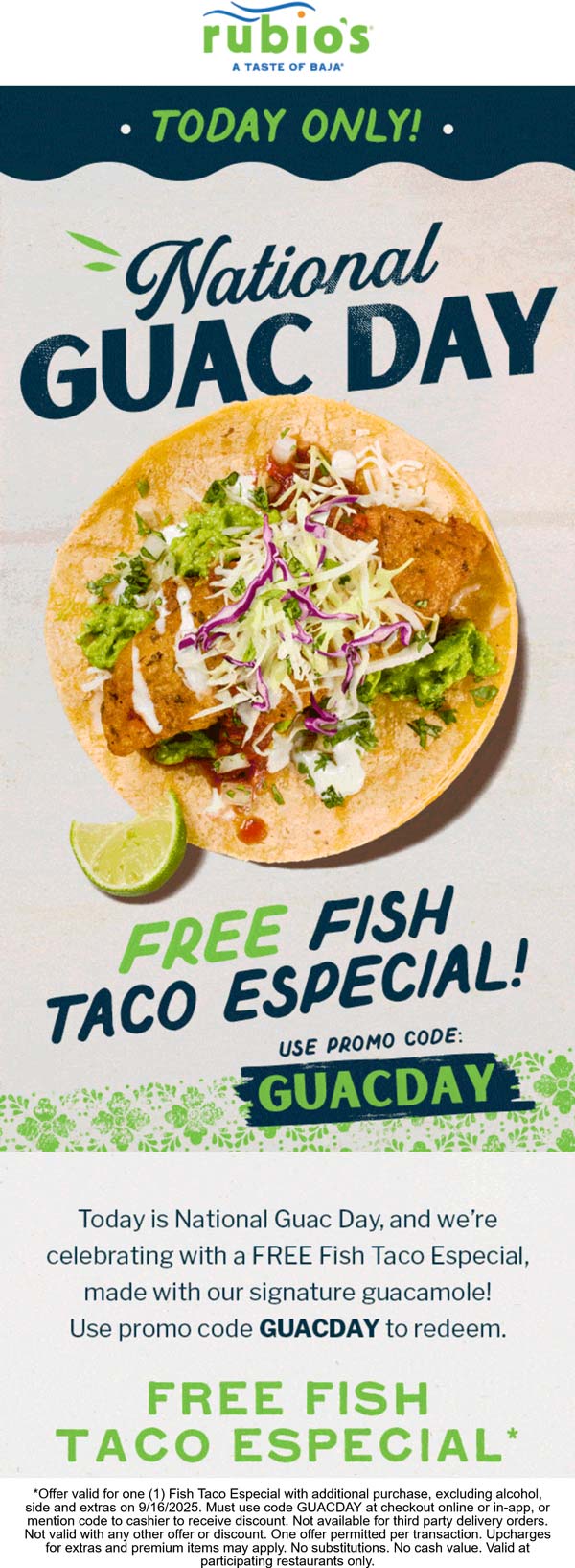 Rubios coupons & promo code for September 2025