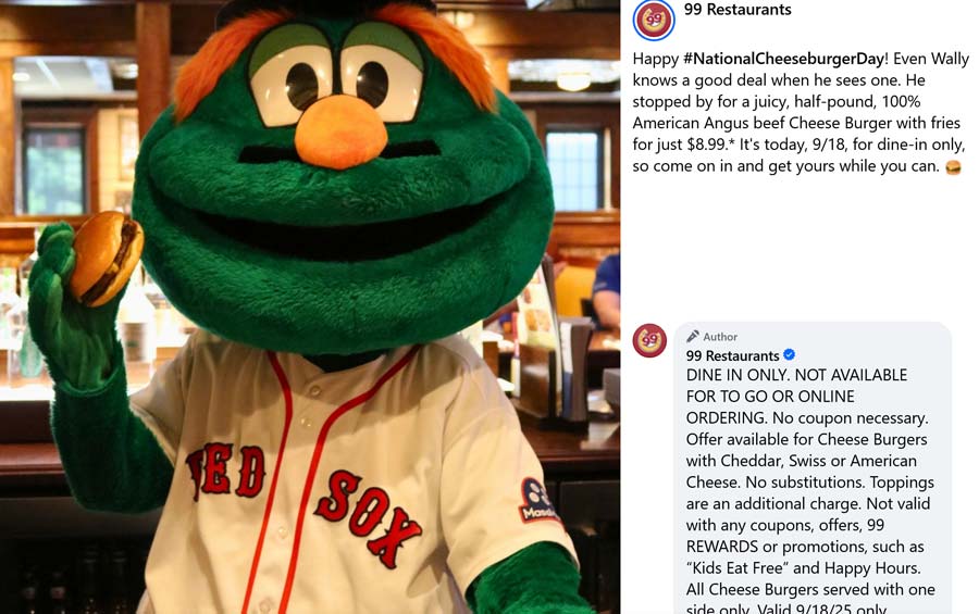 99 Restaurants restaurants Coupon  Half pound cheeseburger + fries = $9 today at 99 Restaurants #99restaurants 