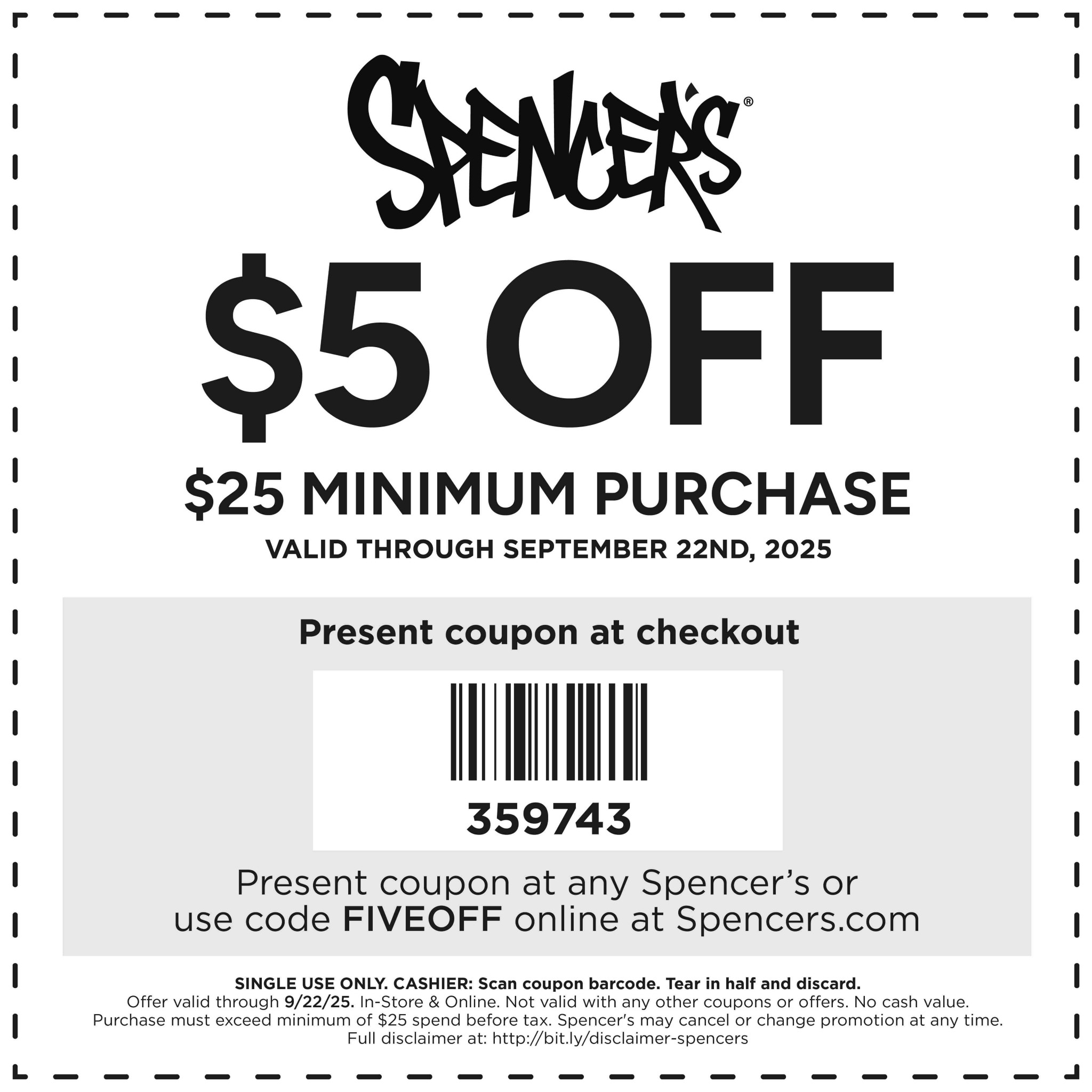 Spencers coupons & promo code for September 2025