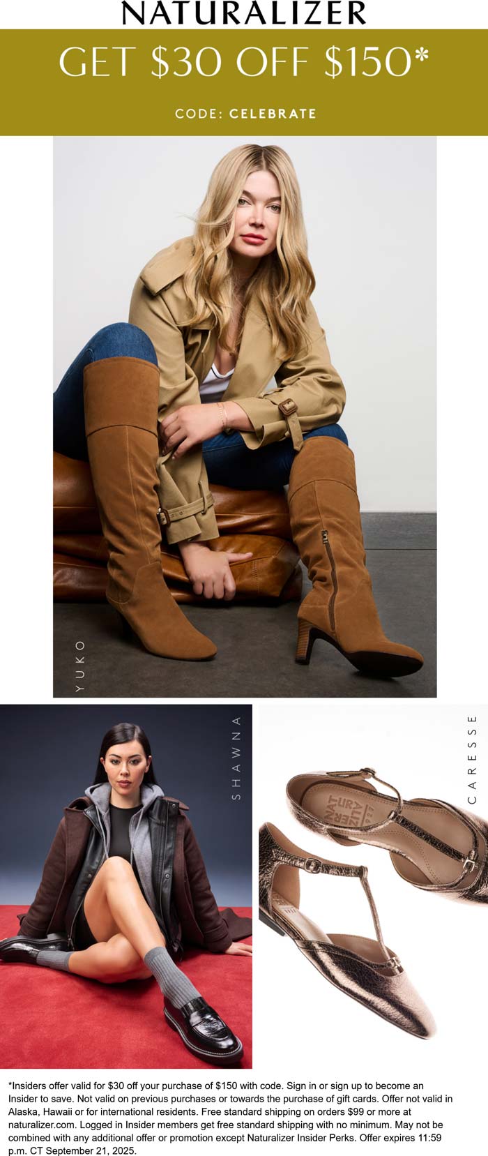 Naturalizer stores Coupon  $30 off $150 at Naturalizer via promo code CELEBRATE #naturalizer 