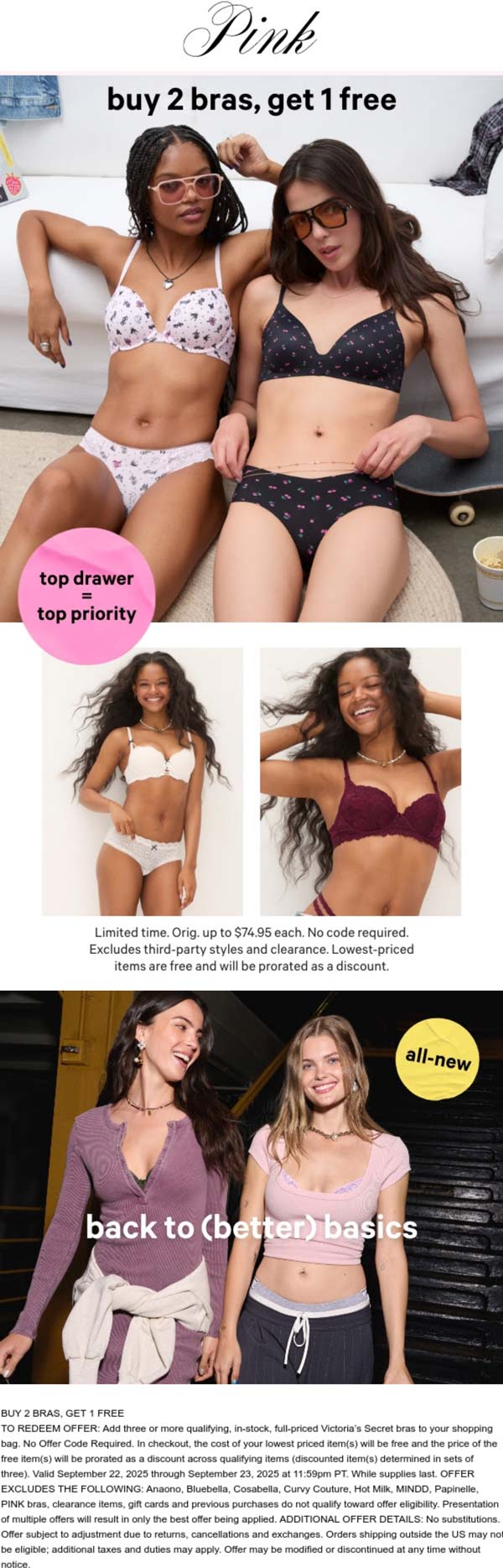 PINK stores Coupon  3rd bra free at PINK #pink 
