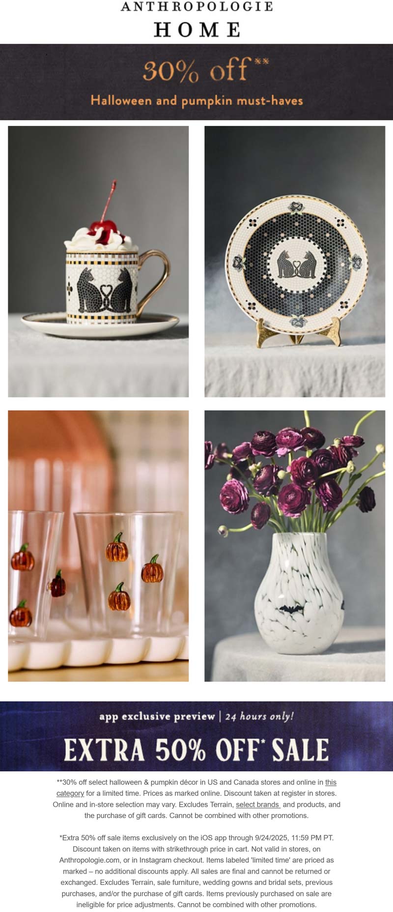Anthropologie stores Coupon  Extra 50% off sale items & more today at Anthropologie #anthropologie 