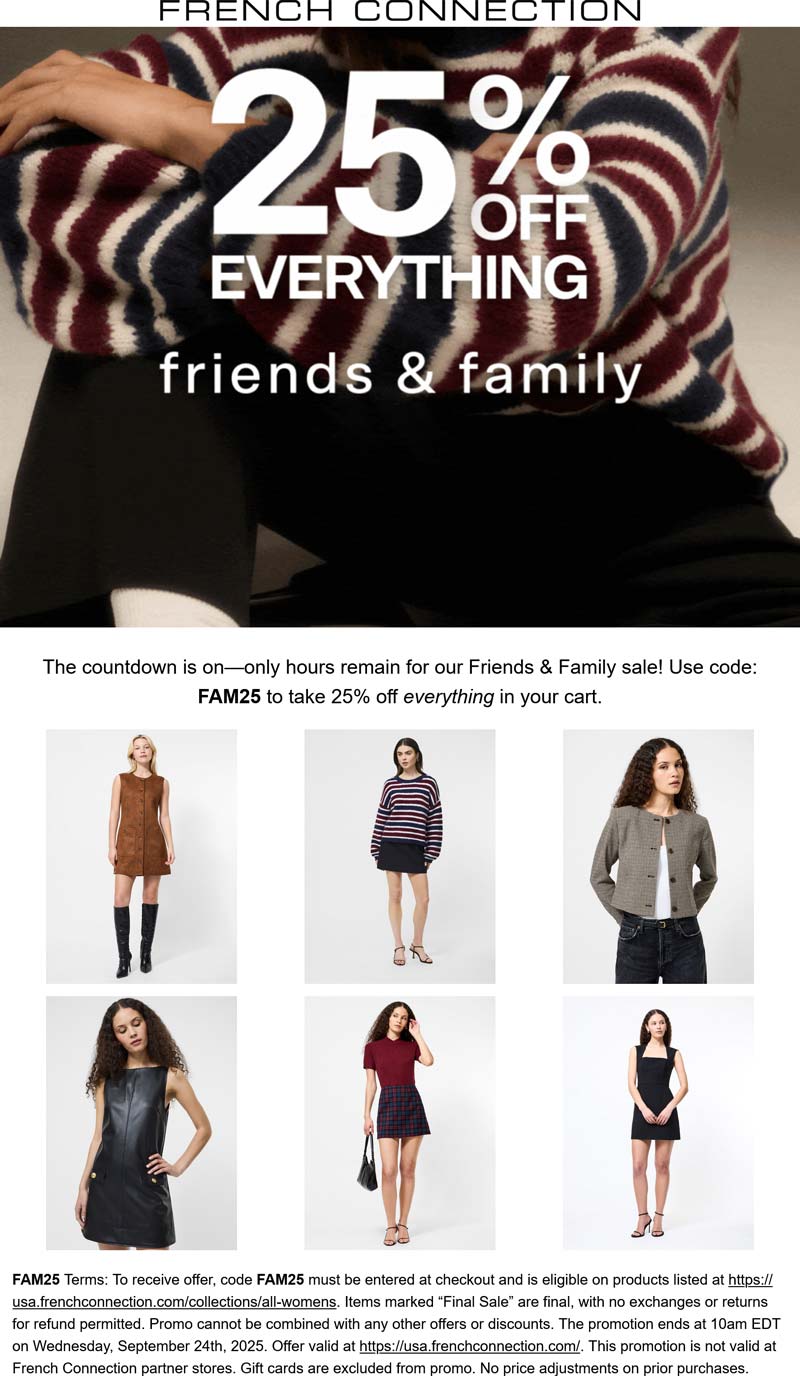 French Connection coupons & promo code for September 2025
