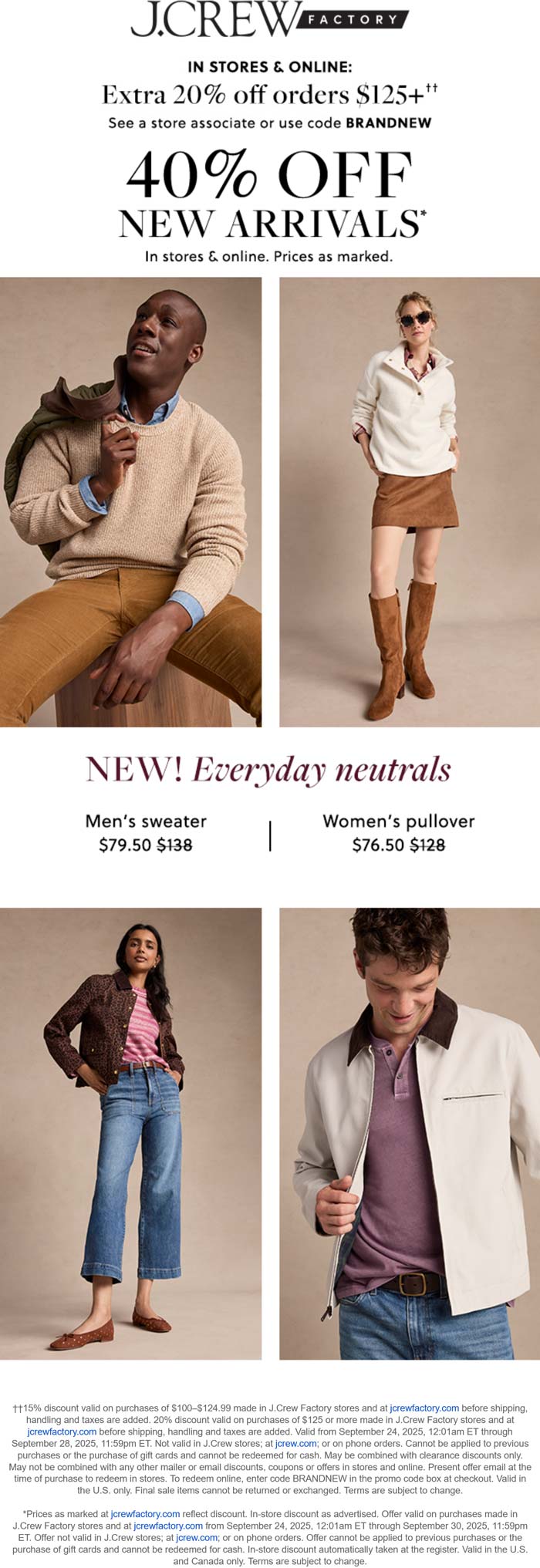 J.Crew Factory coupons & promo code for October 2025