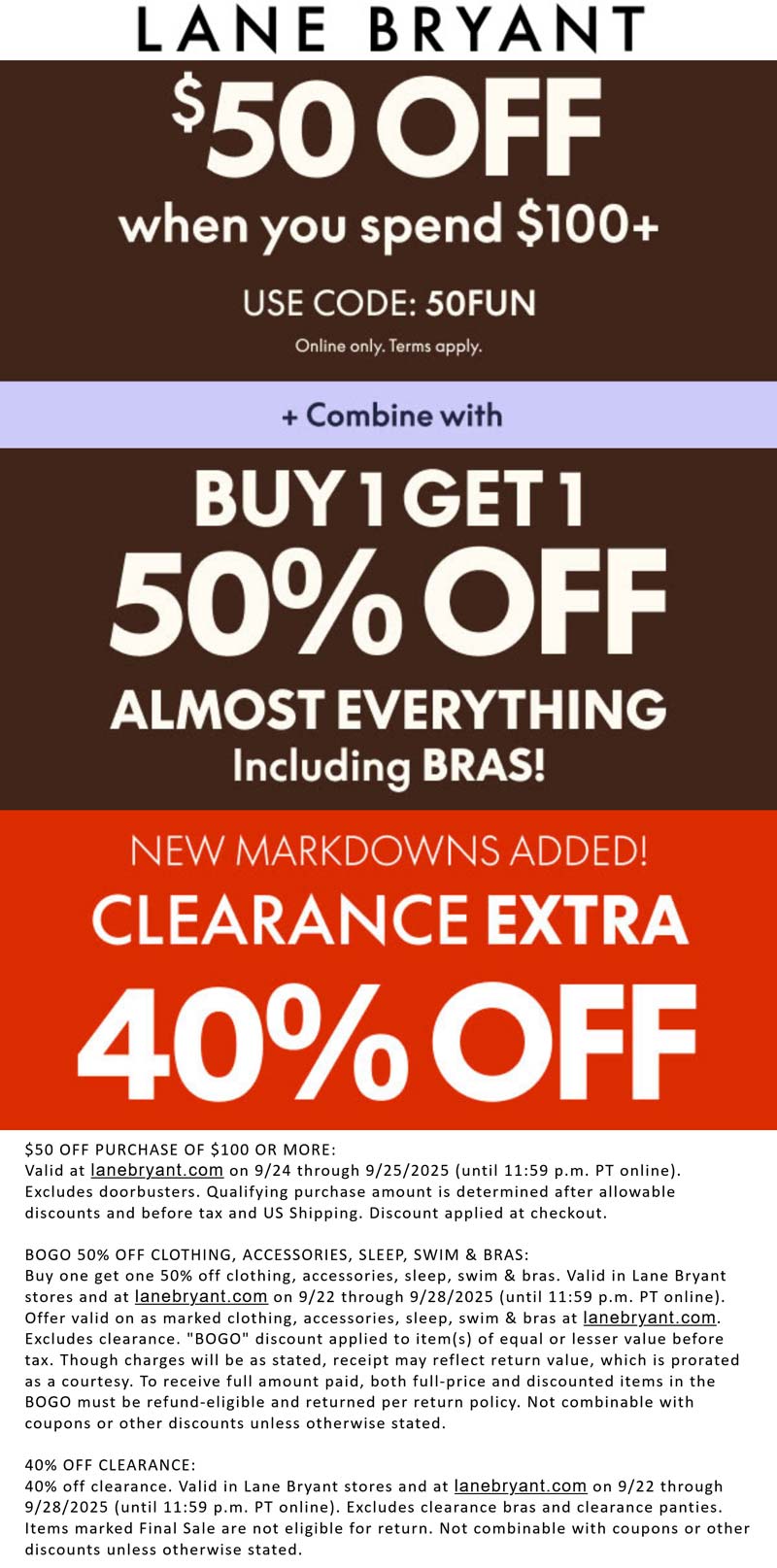 Lane Bryant coupons & promo code for September 2025