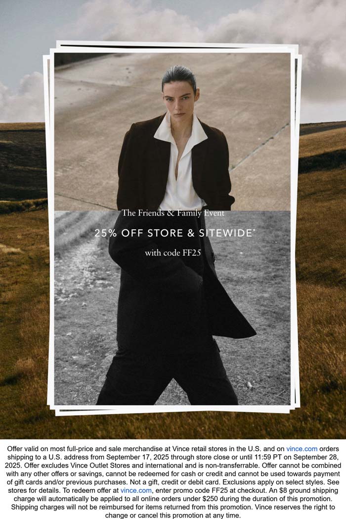 Vince coupons & promo code for September 2025