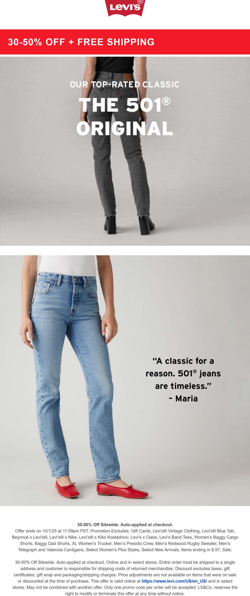 Levis stores Coupon  30-50% off everything online at Levis #levis 